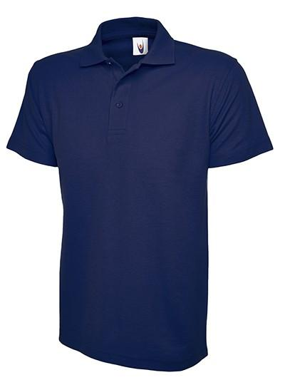 Custom branded navy polo t-shirt sample